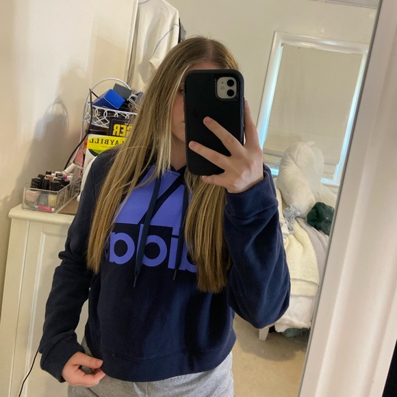 Blue Adidas Cropped Sweatshirt - Picture 6 of 7